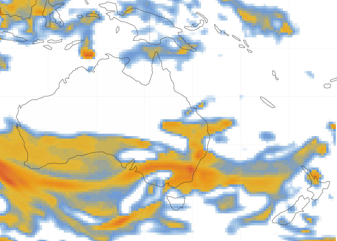Australia & Oceania Turbulence Forecast Map - FL350 +0h